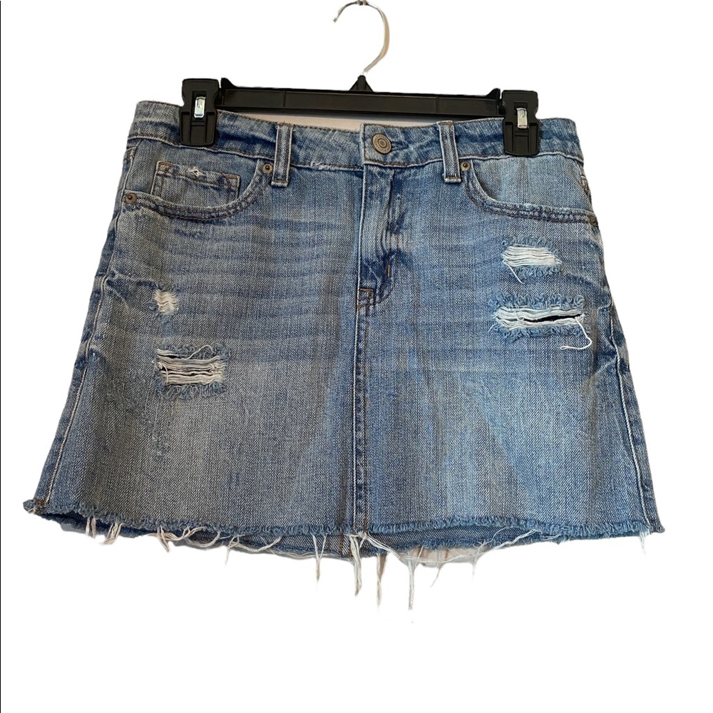 Aeropostale Distressed Light Wash Denim Skirt